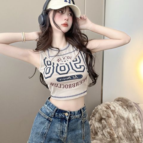  Áo Croptop 3 Lỗ In Chữ 7340 