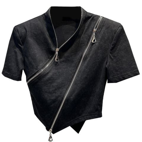  Áo Thun Trơn Khóa Kéo 7448 