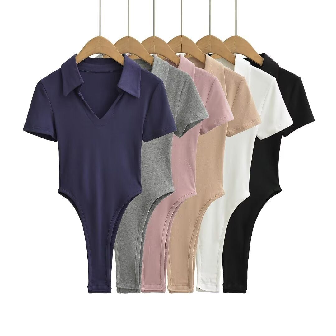 Áo Bodysuit Trơn Cổ V 7532