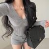 Áo Kiểu Xoắn Ngực Tay Dài 7539