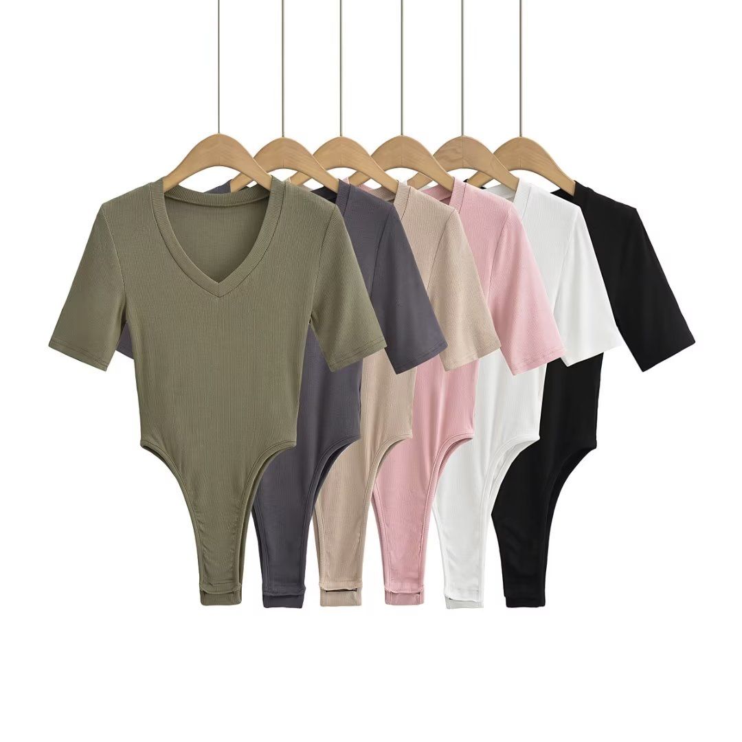 Bodysuit Tay Lỡ Cổ Tim 7548