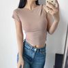 Áo Croptop Nhún Eo Tay Lệch 7599