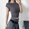 Áo Croptop Nhún Eo Tay Lệch 7599