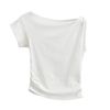 Áo Croptop Nhún Eo Tay Lệch 7599