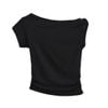 Áo Croptop Nhún Eo Tay Lệch 7599