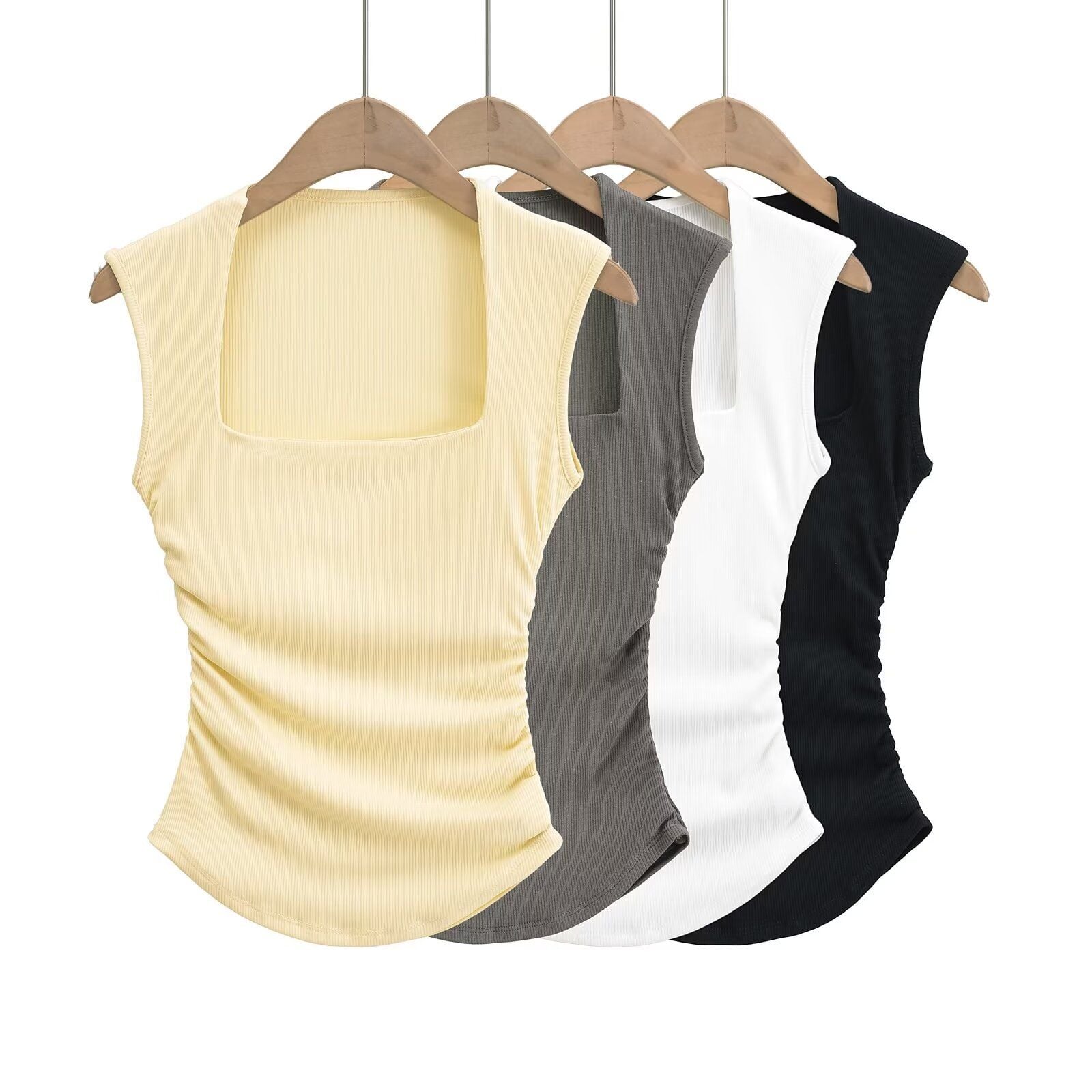 Áo Nhún Eo Cổ Vuông 3 Lỗ 7601