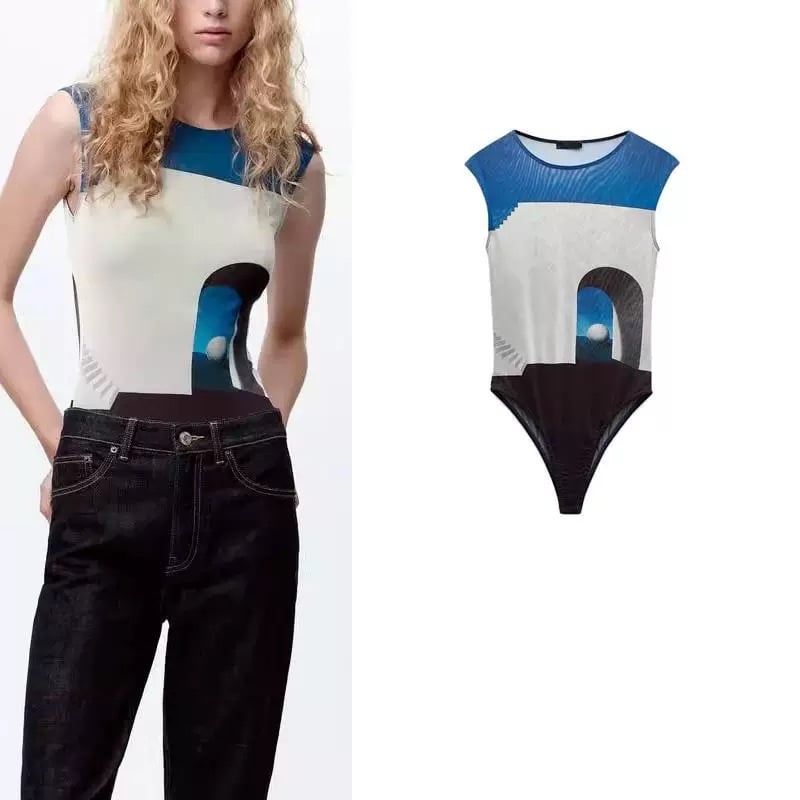 Bodysuit Thun Lưới Họa Tiết 7616