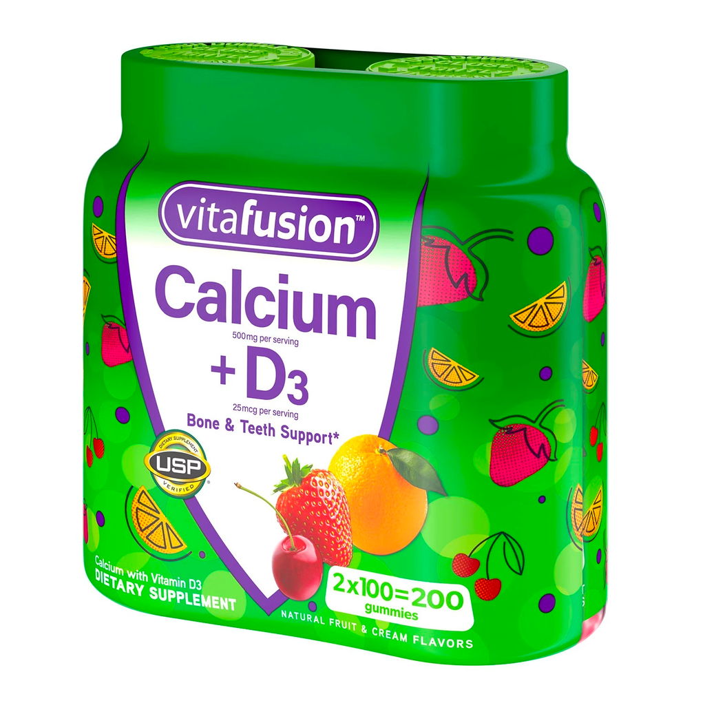 Set 2 Hộp Kẹo Dẻo Bổ Sung Canxi + Vitamin D3 VitaFusion Mỹ (100 Viên)