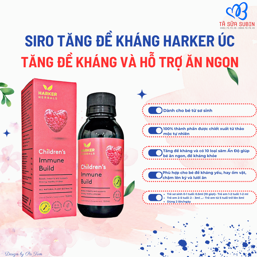 Siro Tăng Đề Kháng Harker Herbals Children's Immune Build New Zealand 150ml