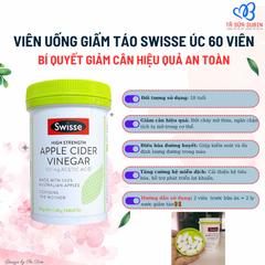Viên uống giấm táo giảm cân swisse apple cider vinegar úc 60 viên