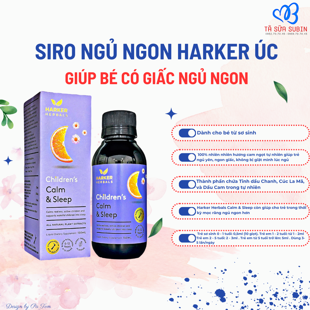 Siro Ngủ Ngon Harker Herbals Children's Calm & Sleep Newzealand 150ml