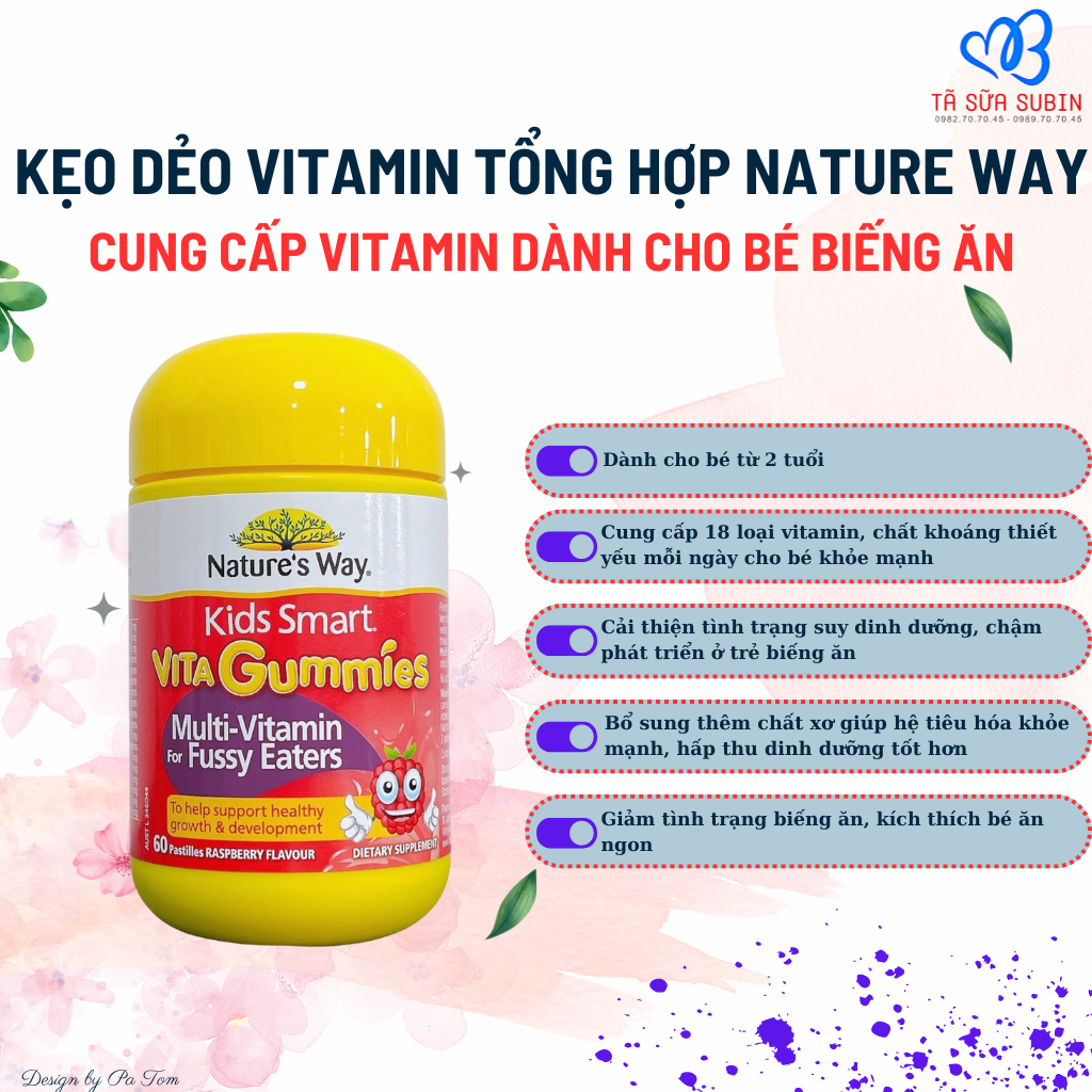 Kẹo dẻo Vita Gummies Multi Vitamin For Fussy Eaters nature way Úc 60 viên