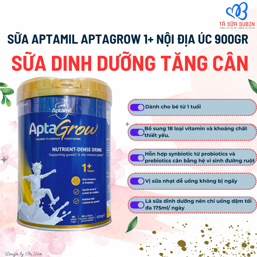 Sữa Aptamil Aptagrow 1+ Nội Địa Úc 900gr Cho Bé Từ 1 Tuổi