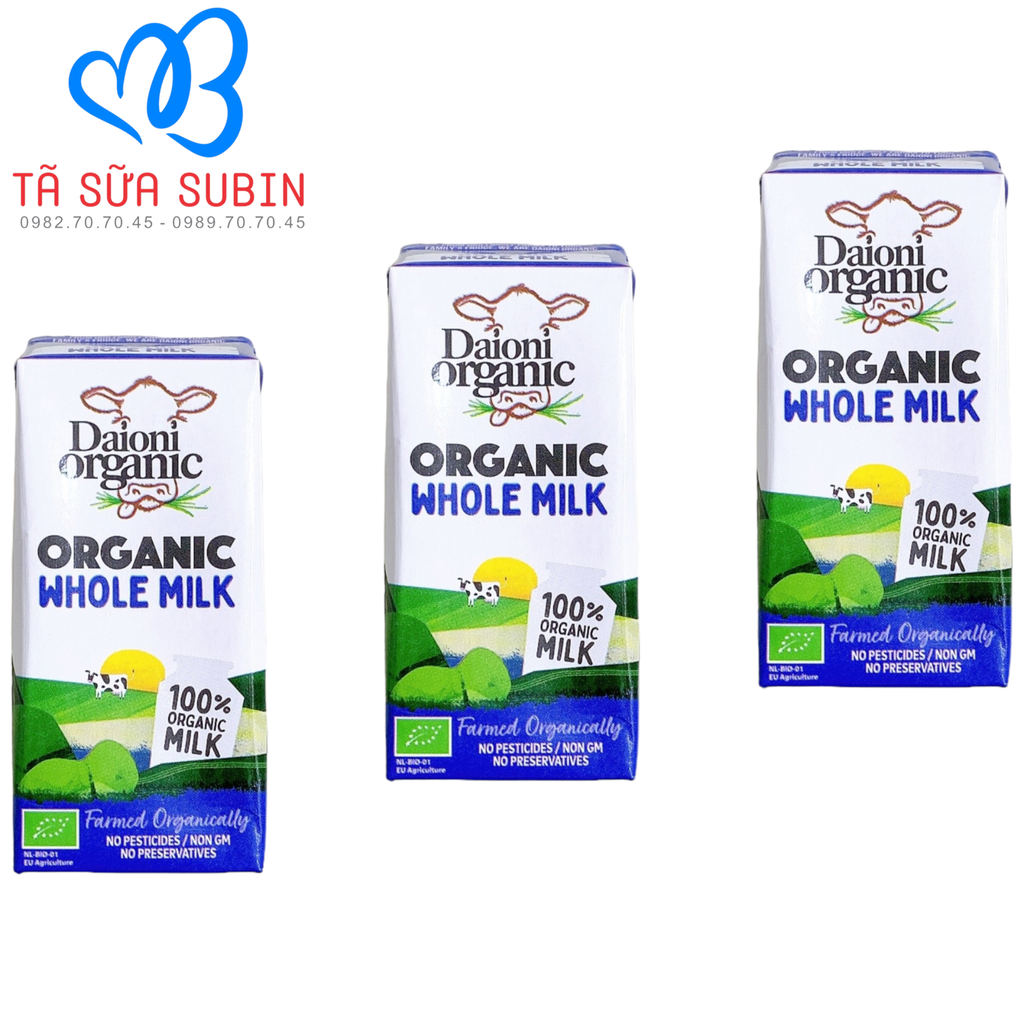 Lốc 3 Hộp Sữa Tươi Daioni Organic 200ml Vị Tự Nhiên