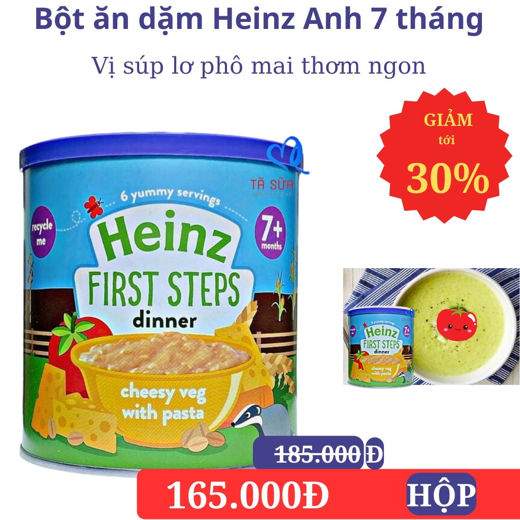 Bột ăn dặm Heinz Anh 200gr vị phô mai cà chua 7 tháng