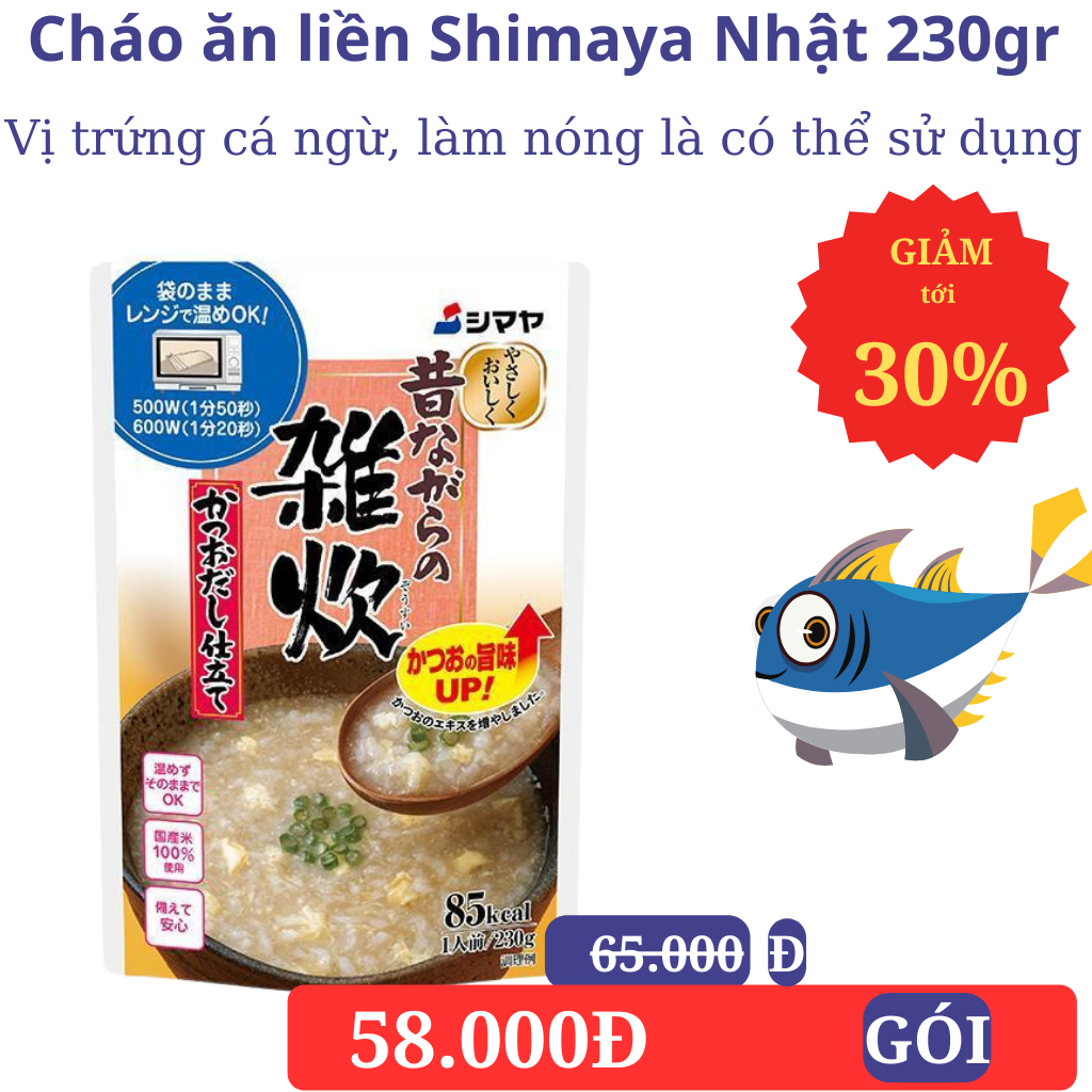 Cháo shimaya Nhật Bản 250gr vị trứng cá ngừ 12 tháng