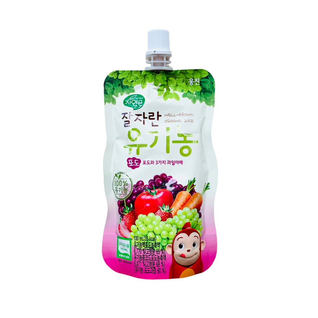 Nước Trái Cây Woong Jin Organic Hàn Quốc 100ml Vị Dâu, Nho Cà Chua Cà Rốt