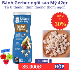 Bánh gerber ngôi sao puffs Mỹ 42gr vị dâu táo