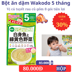Bột ăn dặm wakodo Nhật Bản 5 tháng vị cá tuyết rau củ