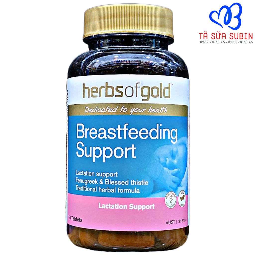 Viên Uống Lợi Sữa Herbs Of Gold Breastfeeding Support Úc 60 Viên