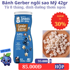 Bánh gerber ngôi sao puffs Mỹ 42gr vị việt quất