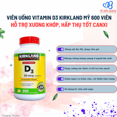 Viên uống vitamin D3 Kirkland extra Strength 50mcg Mỹ 600 viên