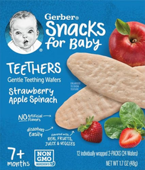 Bánh Gạo Gerber Teethers Mỹ 48gr vị dâu táo rau bina bé 7 tháng