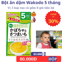 Bột ăn dặm wakodo Nhật Bản 5 tháng vị bí đỏ khoai lang