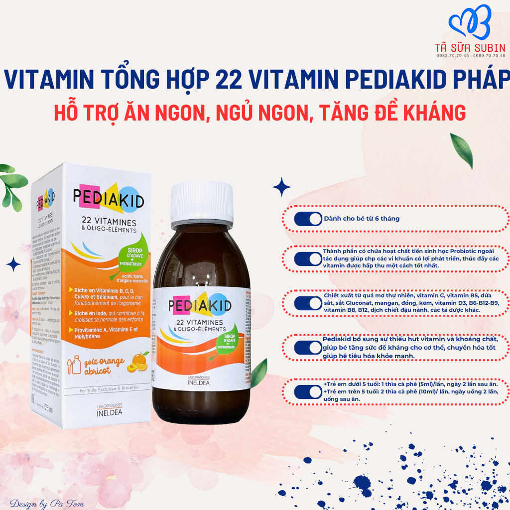 Siro Vitamin Tổng Hợp Pediakid 22 Vitamin Và Khoáng Chất Pháp 125ml (6 Tháng)