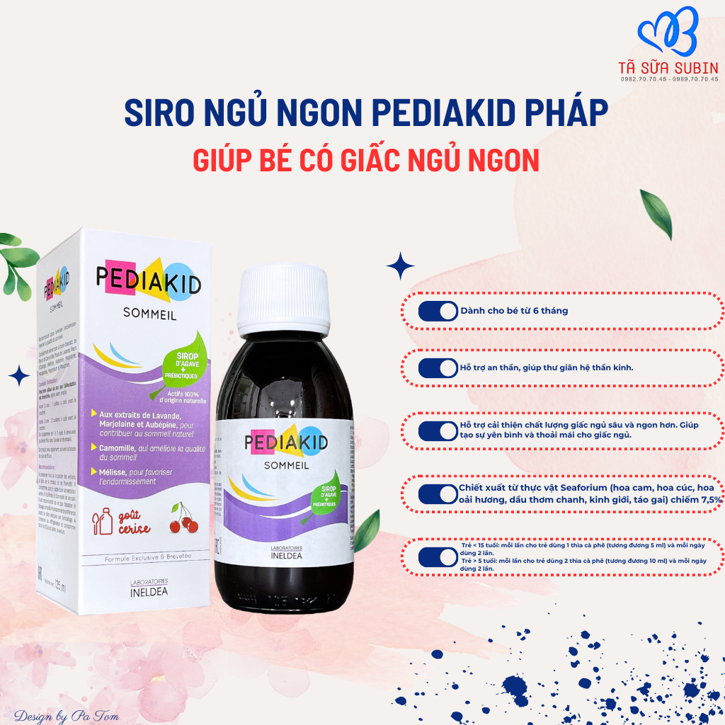 Siro Ngủ Ngon Pediakid Someil Pháp 125ml (6 Tháng)