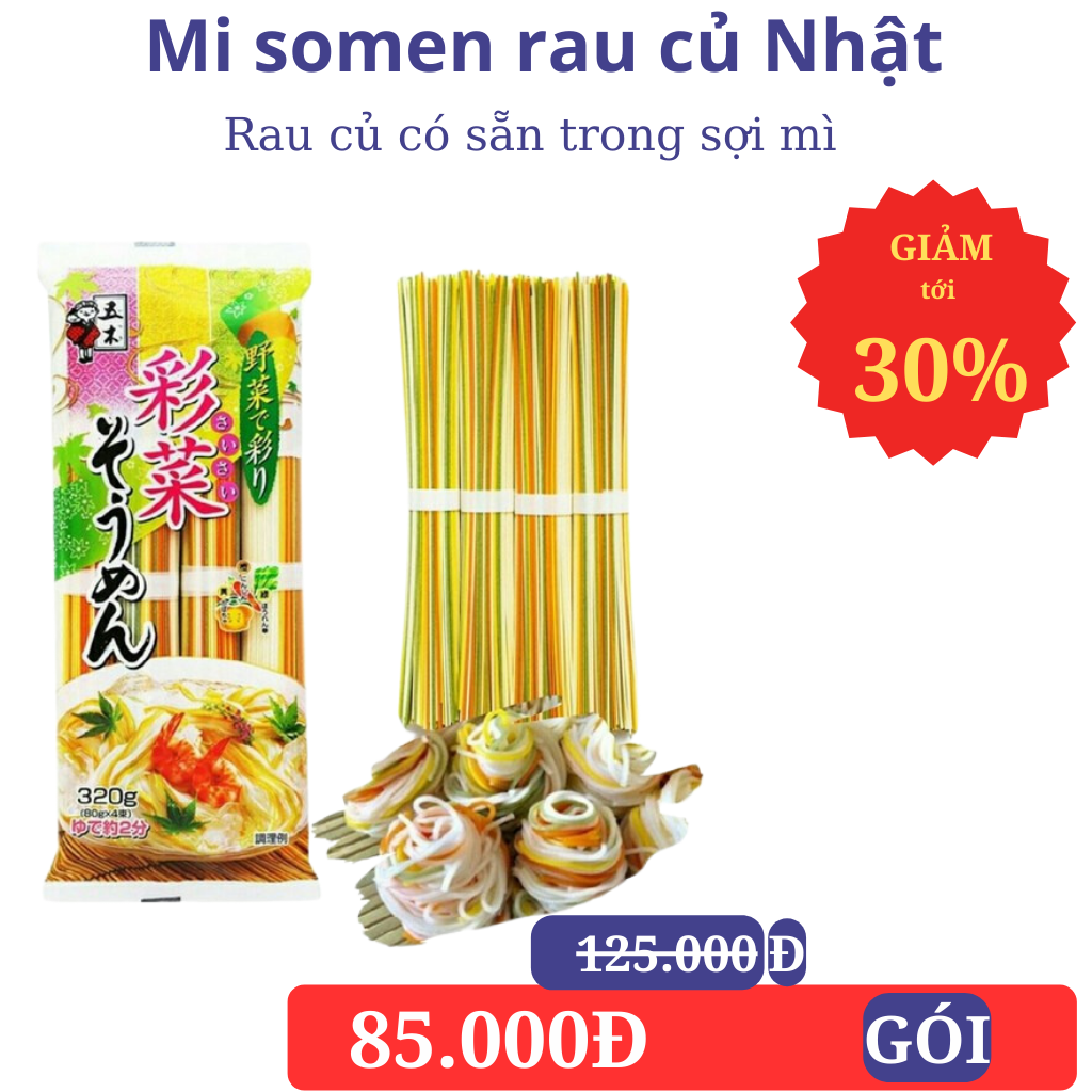 Mì Somen Ngũ Sắc Rau Củ Nhật Bản 320gr
