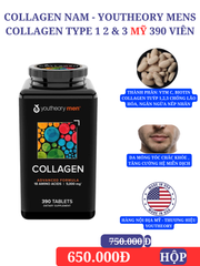 Collagen nam - Youtheory Mens Collagen type 1 2 & 3 Mỹ 390 viên