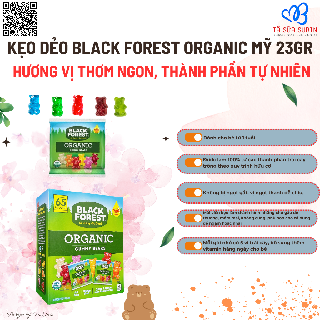 Kẹo Dẻo Black Forest Organic Mỹ Hình Gấu