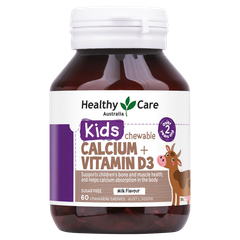 Viên Uống Canxi và D3 Healthycare Kids Calcium+Vitamin D3 Úc 60 Viên Cho Bé Từ 2 Tuổi