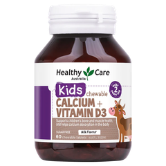 Viên Uống Canxi và D3 Healthycare Kids Calcium+Vitamin D3 Úc 60 Viên Cho Bé Từ 2 Tuổi