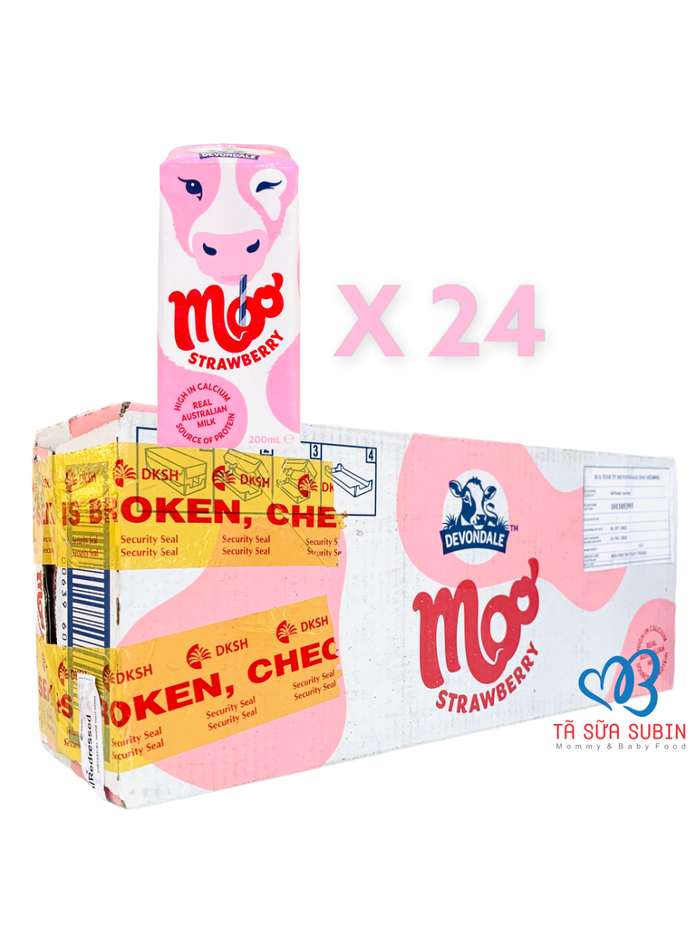 Thùng 24 hộp Sữa tươi devondale Úc vị dâu 200ml