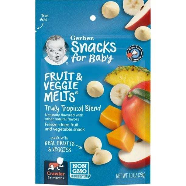 Sữa Chua Khô Gerber Fruit & Veggie Melts Mỹ 28gr Vị Trái Cây Tổng Hợp Cho Bé Từ 8 Tháng