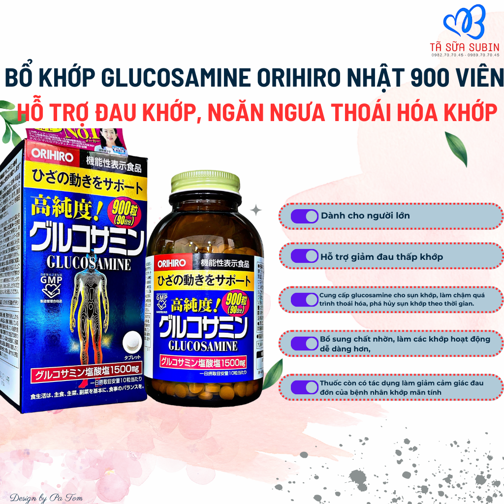 Thuốc bổ xương khớp Glucosamine Orihiro Nhật 1500mg (900 viên)