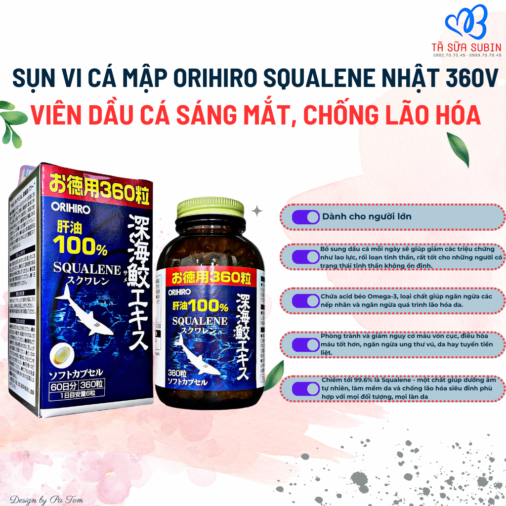 Sụn Vi Cá Mập Orihiro Squalene Nhật 360v viên