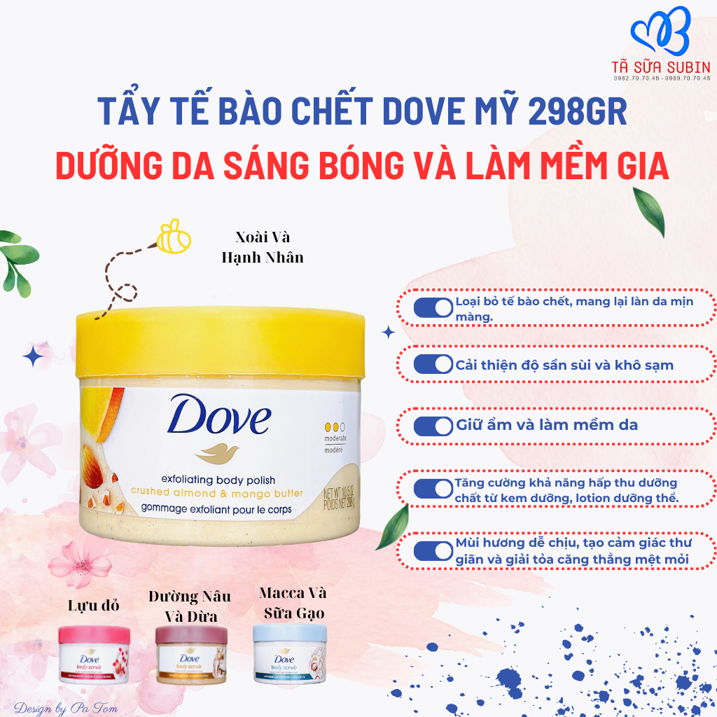 Tẩy tế bào chết body Dove Exfoliating Body Polish Đức 298gr