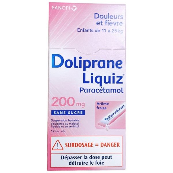 Siro Hạ Sốt Dolipranre Liquiz 200mg Pháp Dạng Gói (11-25kg)