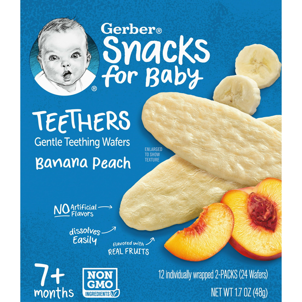 Bánh Gạo Gerber Teethers Mỹ 48gr Vị Chuối Đào 7 Tháng