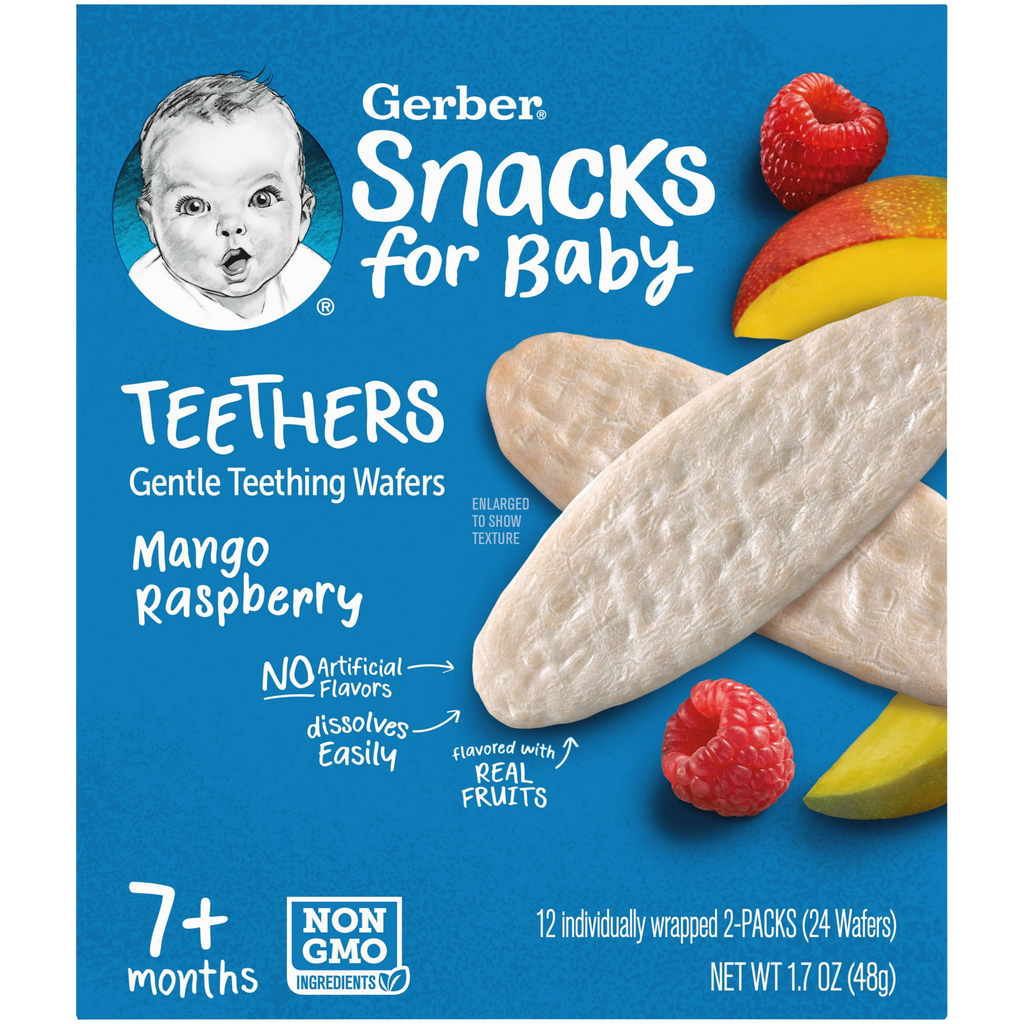 Bánh Gạo Gerber Teethers Mỹ 48gr vị xoài mâm xôi bé 7 tháng