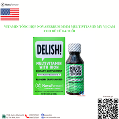 Vitamin Tổng Hợp Và Sắt, D3 Hữu Cơ NovaFerrum DELISH Multivitamin With Iron Mỹ 50ml Cho Bé Từ 4 Tuổi