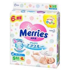 Tã Dán Merries Hàng Nội Địa Nhật Size S82+6  (4-8 ký)