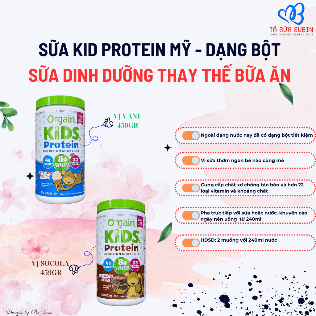 Sữa Kids Protein Organic Mỹ Dạng Bột