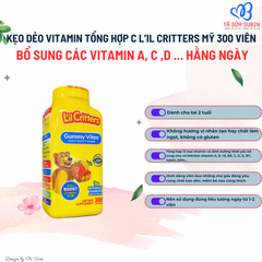 Kẹo Dẻo Bổ Sung Vitamin Tổng Hợp C L’IL Critters Gummy Vites Mỹ 300 Viên Cho Bé Từ 2 Tuổi