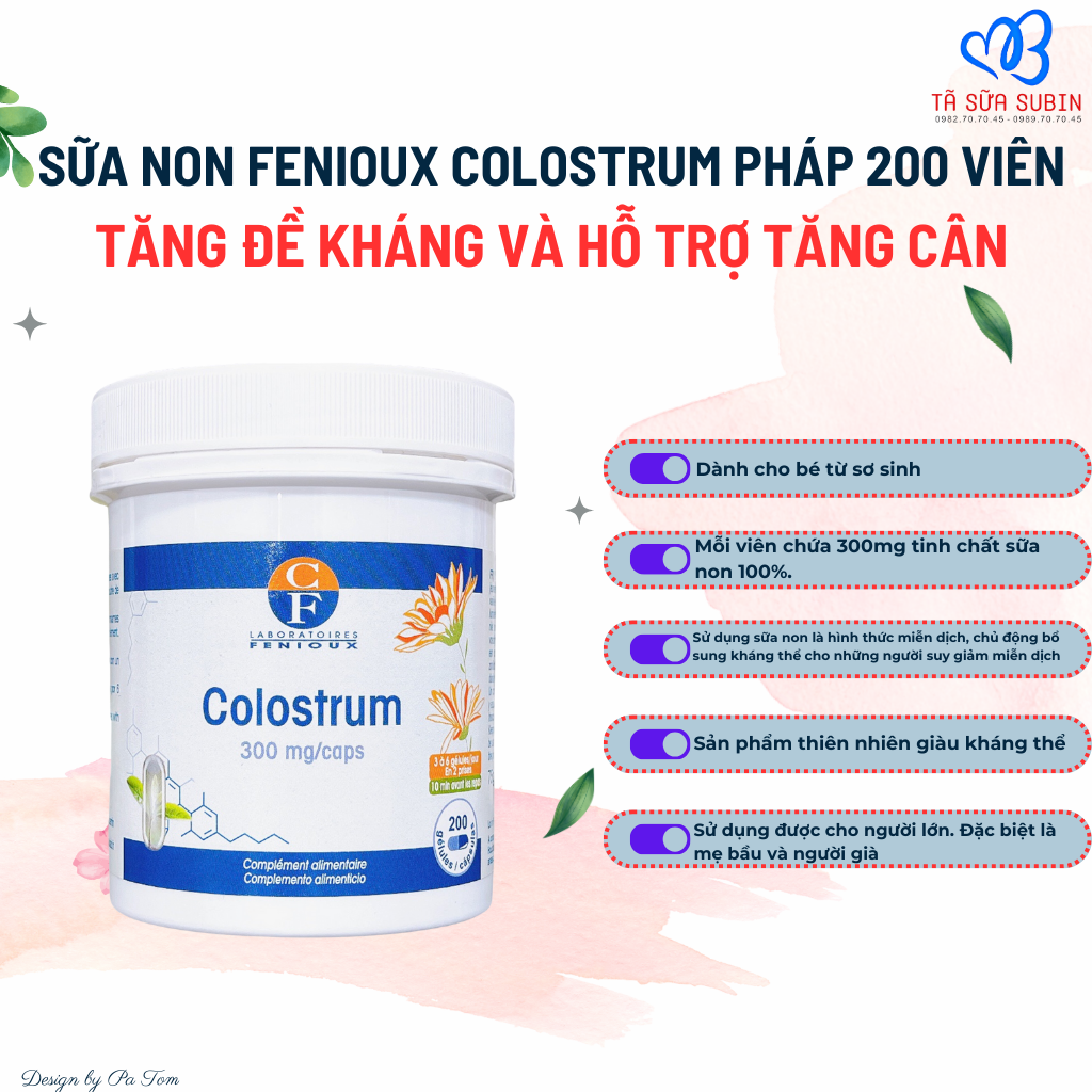 Sữa Non ­Fenioux Colostrum Pháp 200 Viên