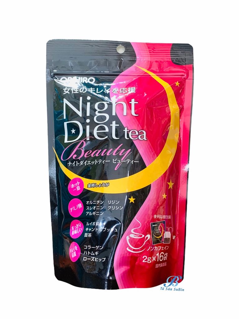 Trà giảm cân đẹp da ban đêm Orihiro Night Diet Tea Beauty Nhật 16 gói (16 x 2gr)