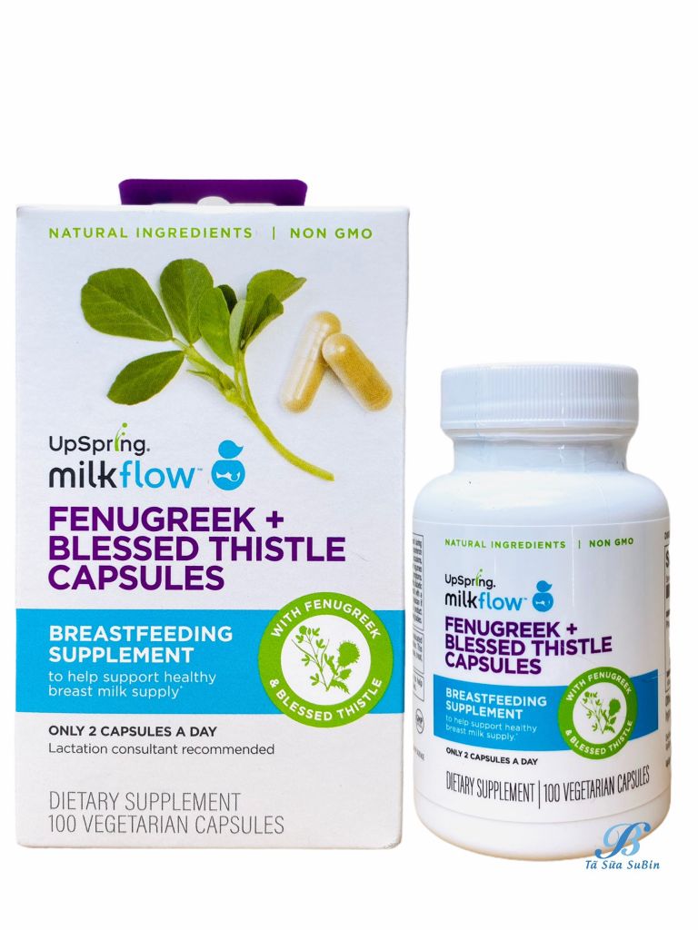 Viên Uống Lợi Sữa Upspring Milkflow Fenugreek + Blessed Thistle Mỹ 100 Viên